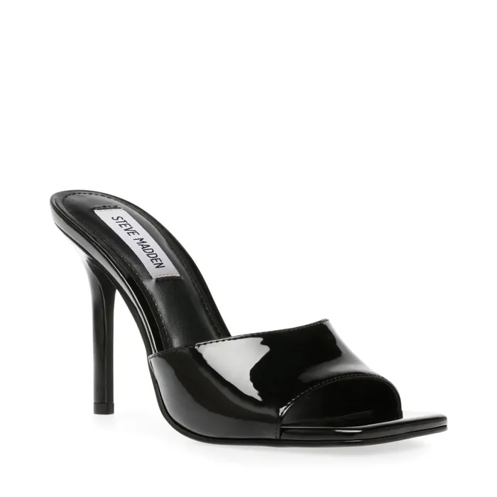 Steve Madden Signal Black Patent Womens Mules