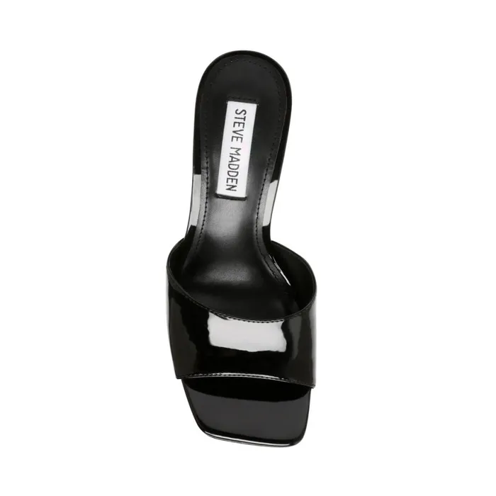 Steve Madden Signal Black Patent Womens Mules