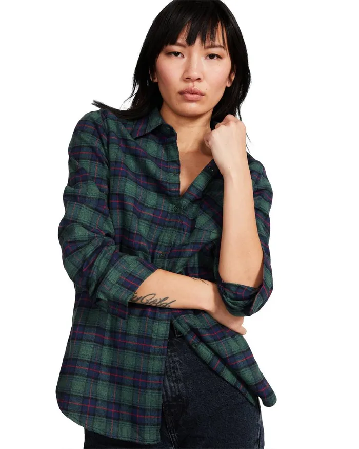 Steve Madden Teddy Lined Flannel Green Womens Jackets and Coats