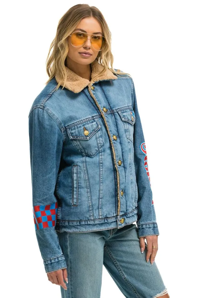Stoked Bolt Smiley Ranch Sherpa Denim Jacket Super Light WomenMen Aviator Nation Denim