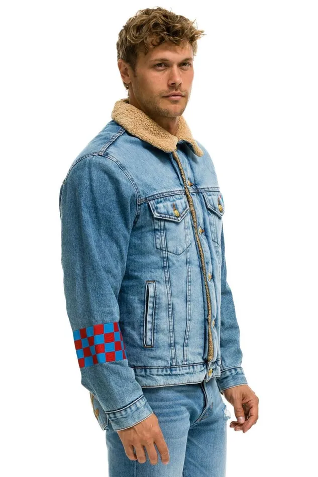 Stoked Bolt Smiley Ranch Sherpa Denim Jacket Super Light WomenMen Aviator Nation Denim