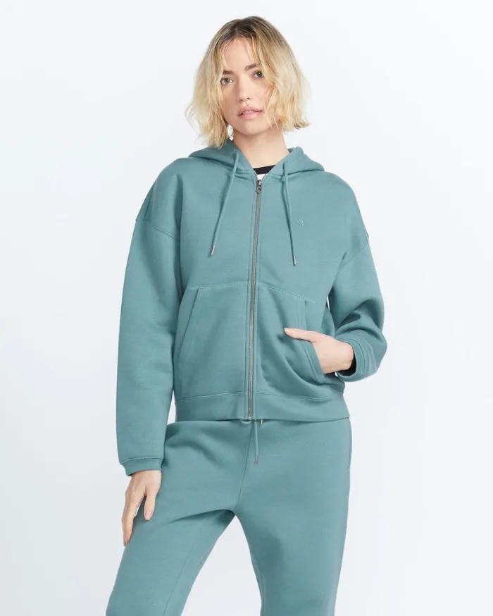 Stone Heart Up Zip Hoodie Fleece 8211 Sea Swell Green Womens Volcom Hoodies and Sweatshirts