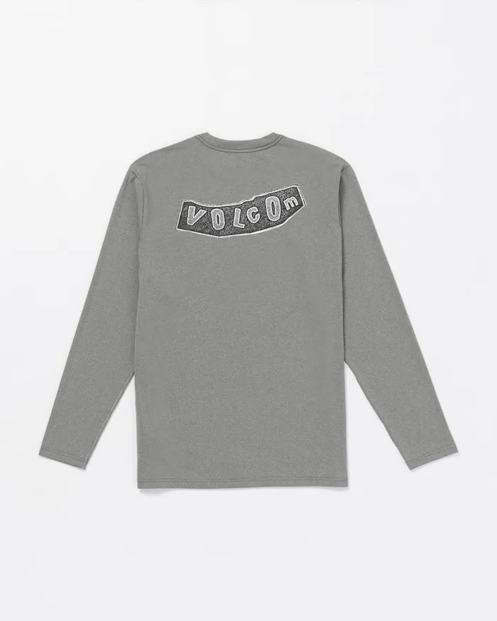 Stone Pistol Long Sleeve Rashguard 8211 Heather Grey Mens Volcom Rashguards