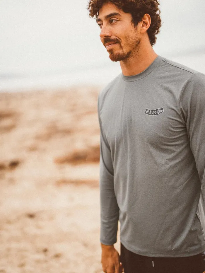 Stone Pistol Long Sleeve Rashguard 8211 Heather Grey Mens Volcom Rashguards