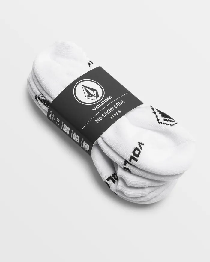 Stones No Show Sock 3 Pack 8211 White Mens Volcom Socks