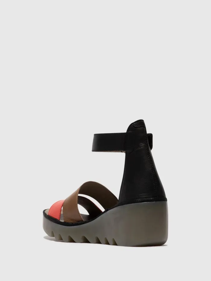 Strappy Sandals BONO290FLY RASPBERRYGROUNDBLACK Women Fly London Sandals