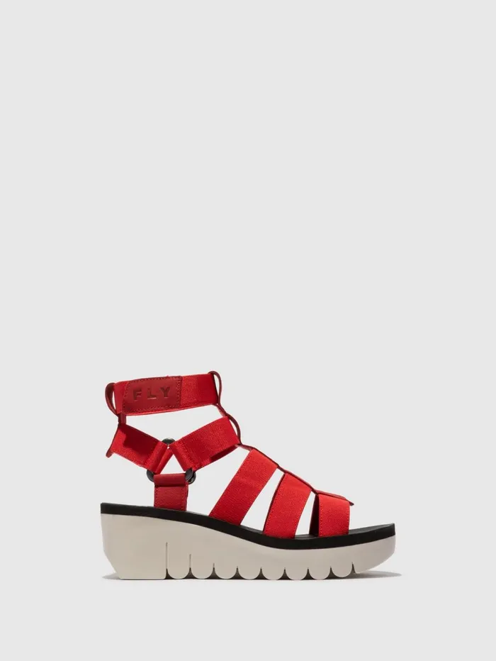 Strappy Sandals YUFI032FLY LIPSTICK REDREDBLACK Women Fly London Sandals