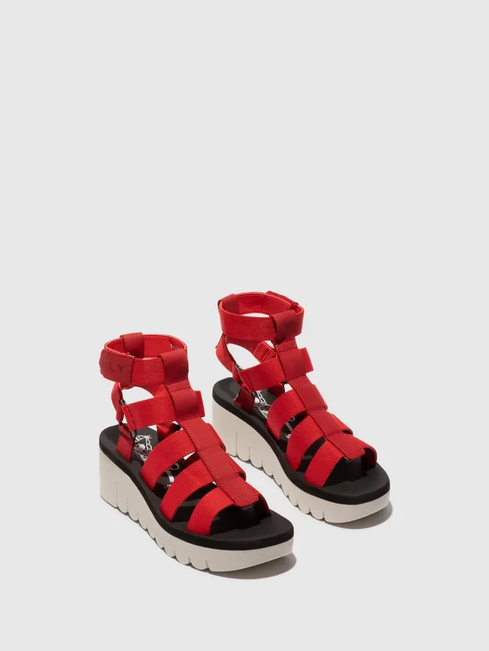 Strappy Sandals YUFI032FLY LIPSTICK REDREDBLACK Women Fly London Sandals
