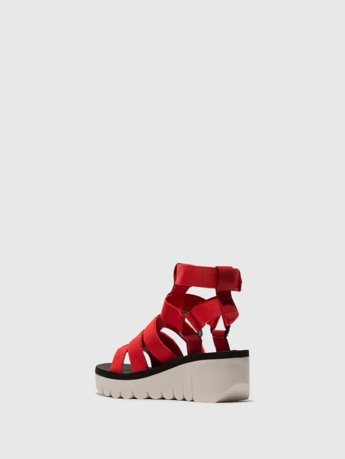 Strappy Sandals YUFI032FLY LIPSTICK REDREDBLACK Women Fly London Sandals