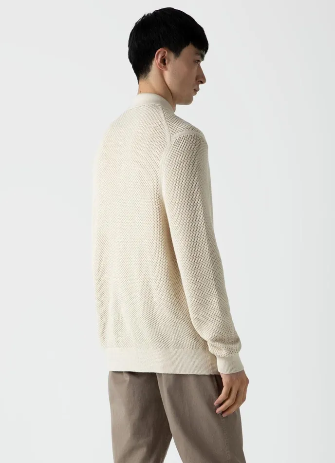 Sunspel X MR PORTER Mesh Knit Jacket Ecru Men SUNSPEL Knitwear
