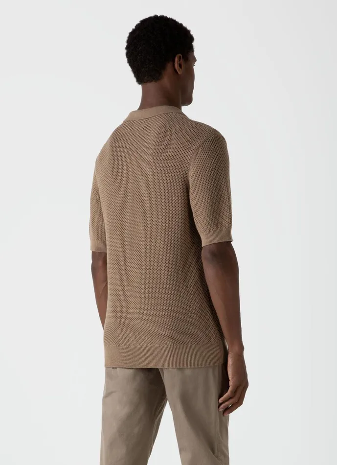 Sunspel X MR PORTER Mesh Knit Polo Oat Men SUNSPEL Polo Shirts