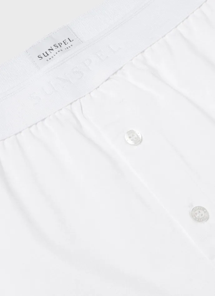 Superfine Cotton TwoButton Shorts White Men SUNSPEL Trunks and Shorts
