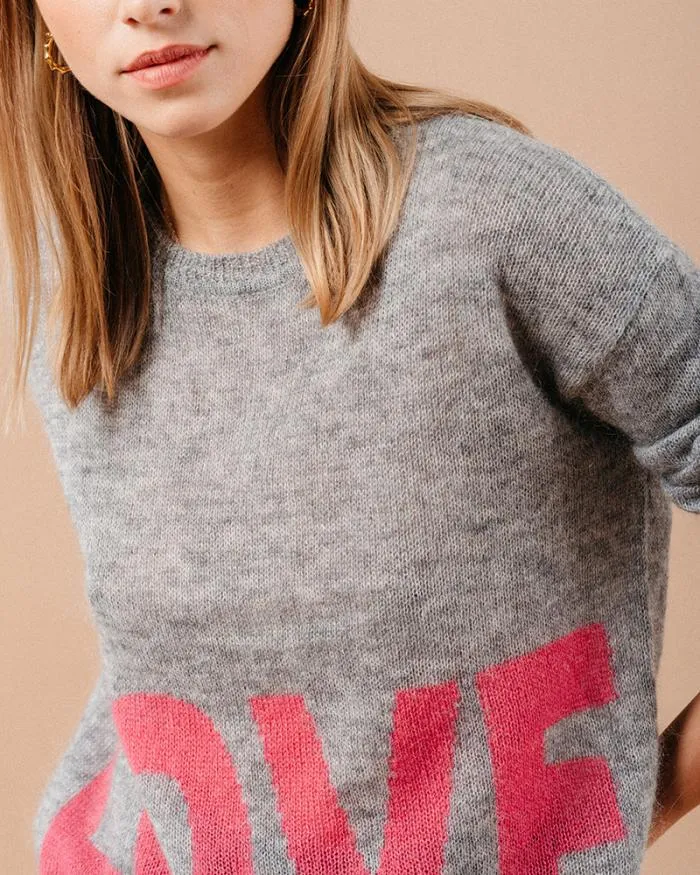 SWEATER GRIS MADONA Shop Grace and Mila Message Jumpers