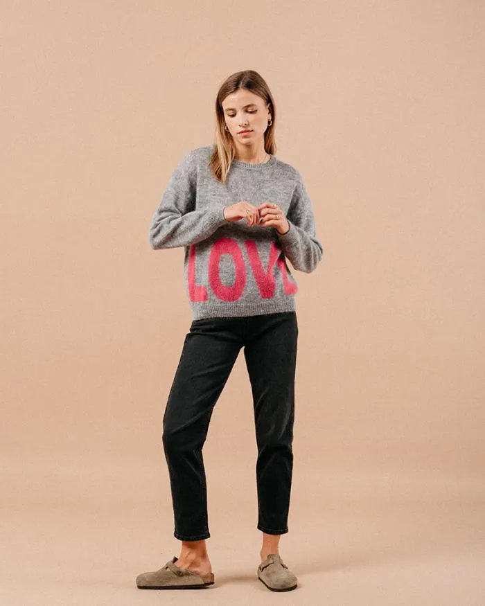 SWEATER GRIS MADONA Shop Grace and Mila Message Jumpers