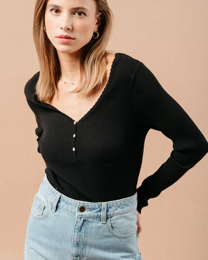 SWEATER NOIR MADDIE Shop Grace and Mila Plain Jumpers