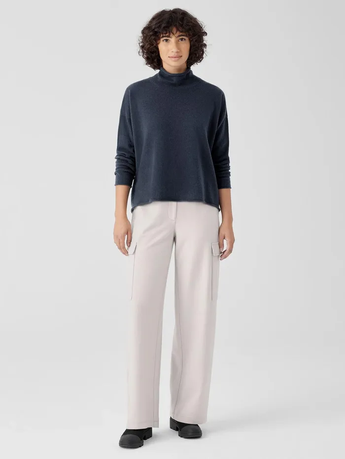 Sweaters and Cardigans Women Eileen Fisher Italian Cashmere Turtleneck Top Ocean