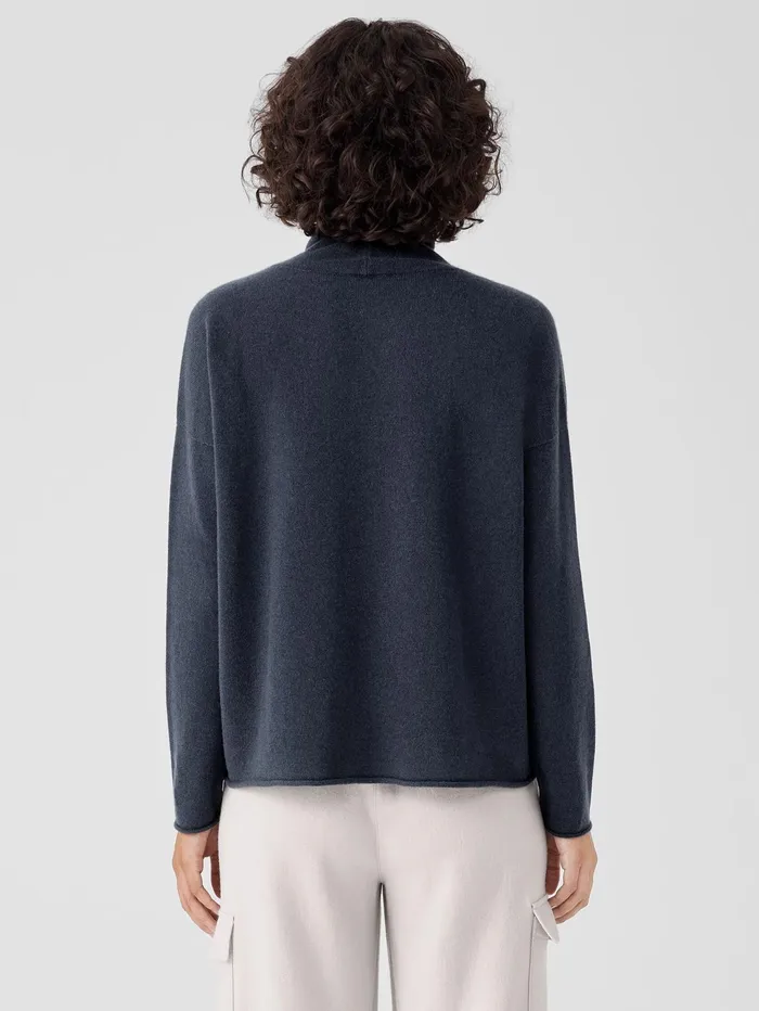 Sweaters and Cardigans Women Eileen Fisher Italian Cashmere Turtleneck Top Ocean