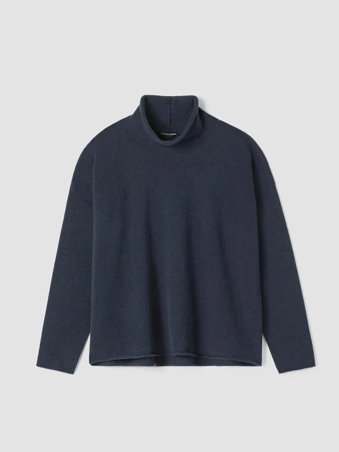 Sweaters and Cardigans Women Eileen Fisher Italian Cashmere Turtleneck Top Ocean