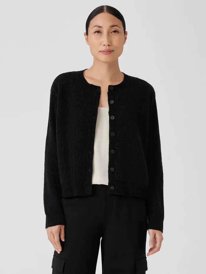 Sweaters and Cardigans Women Eileen Fisher Organic Cotton Chenille Crew Neck Cardigan Black Sweaters and Cardigans Women Eileen Fisher Organic Cotton Chenille Crew Neck Cardigan Black