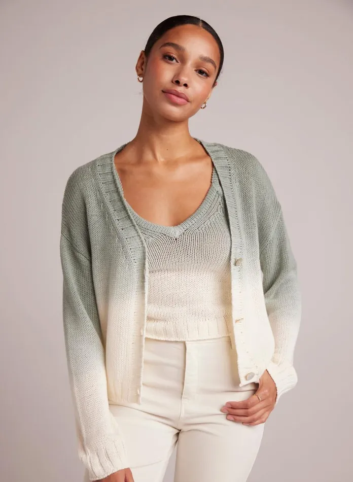 Sweaters and Jackets Women Bella Dahl Cropped Cardigan 8211 Sage Ombre Dye