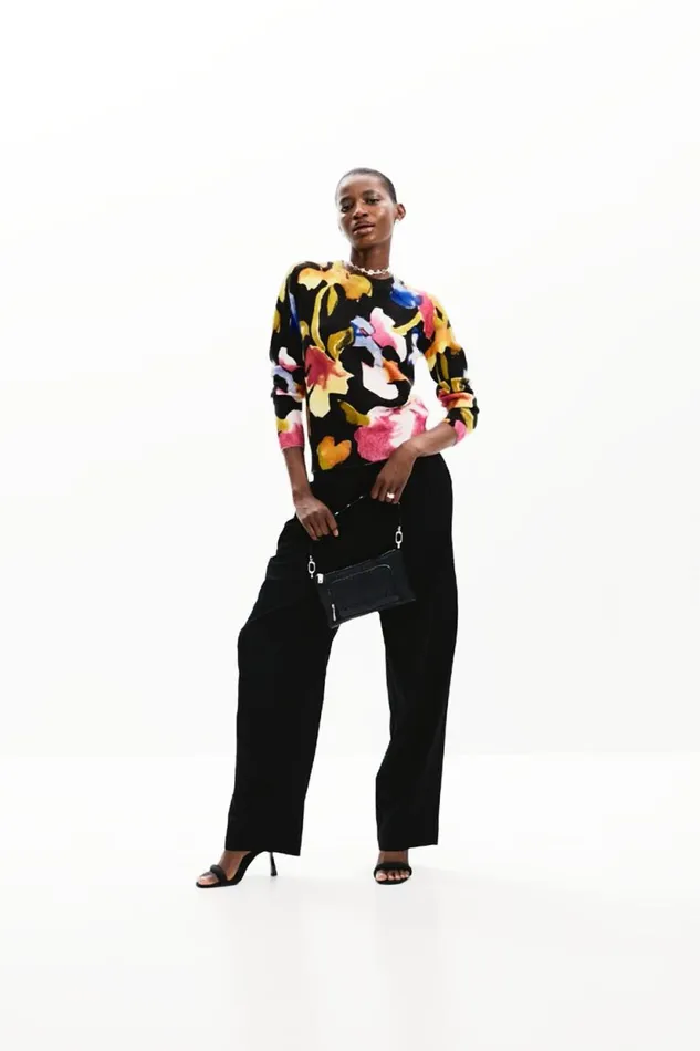 Sweaters Women Desigual Arty Flower Sweater Black