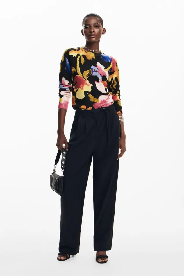 Sweaters Women Desigual Arty Flower Sweater Black
