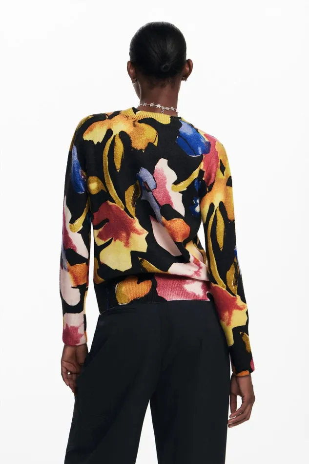 Sweaters Women Desigual Arty Flower Sweater Black