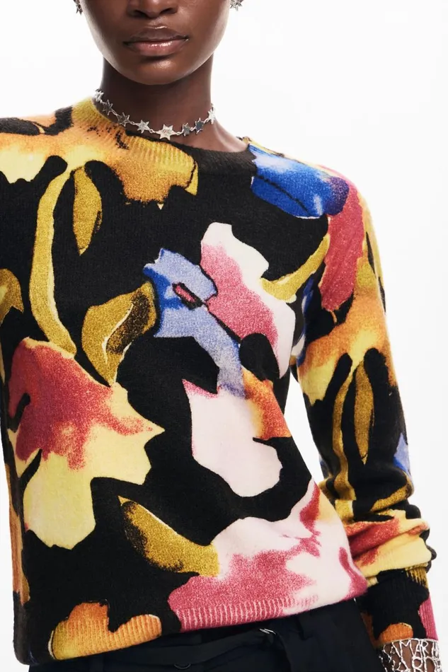 Sweaters Women Desigual Arty Flower Sweater Black