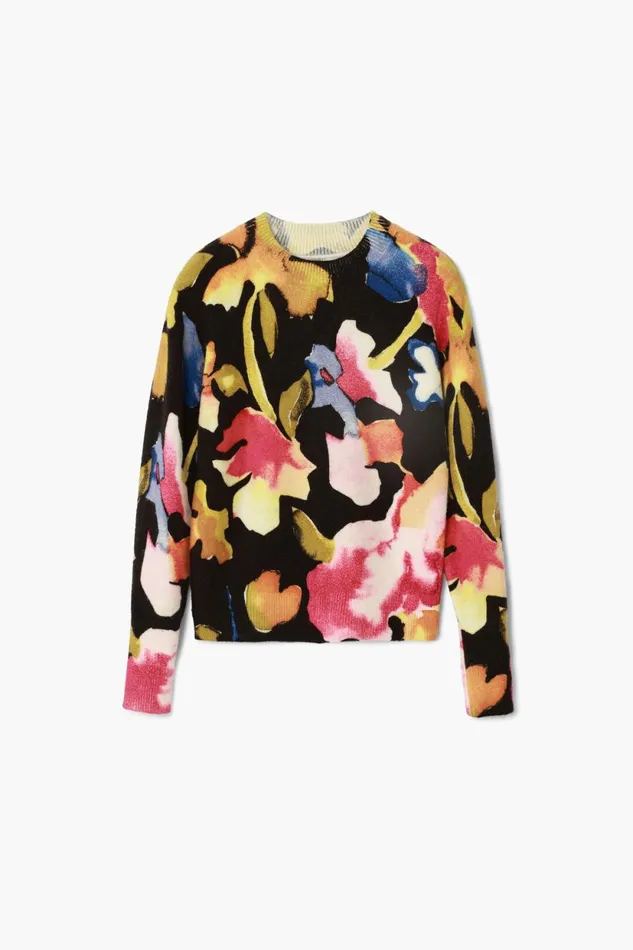 Sweaters Women Desigual Arty Flower Sweater Black