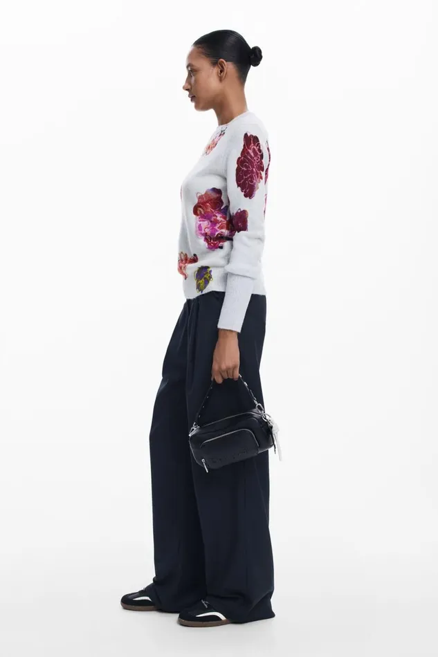Sweaters Women Desigual Floral Sweater M Christian Lacroix Blue