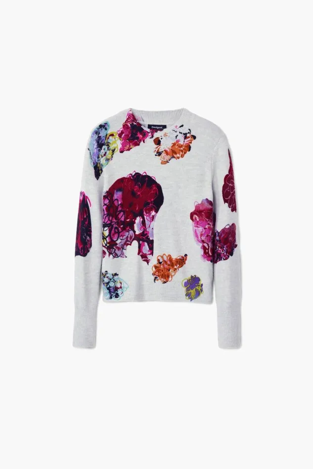 Sweaters Women Desigual Floral Sweater M Christian Lacroix Blue