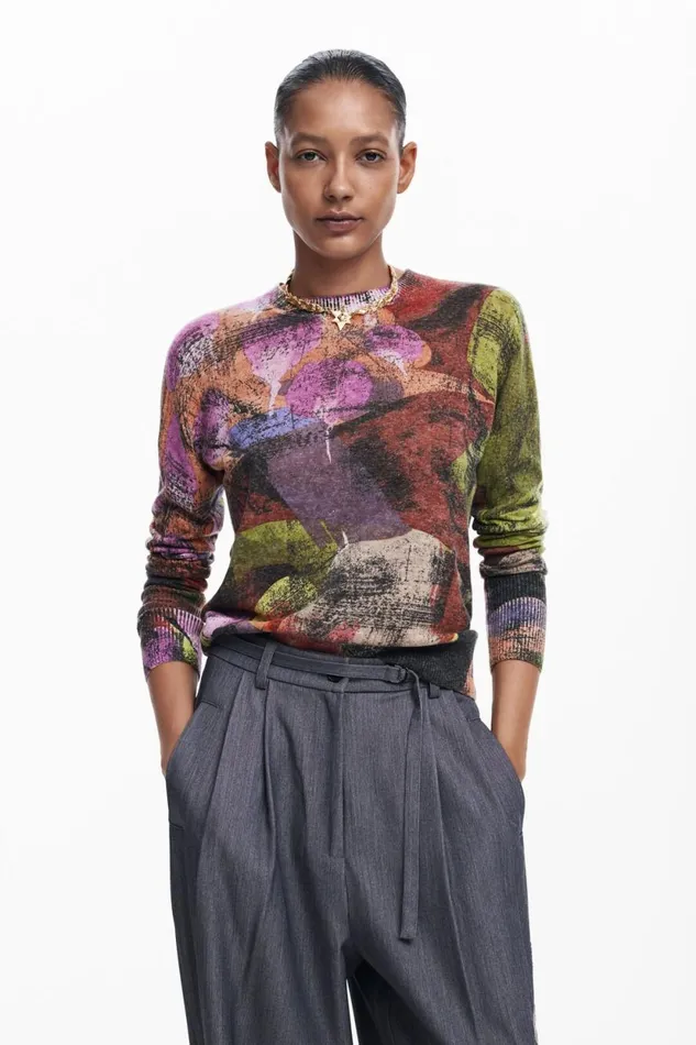 Sweaters Women Desigual Printed Sweater M Christian Lacroix Materialfinishes