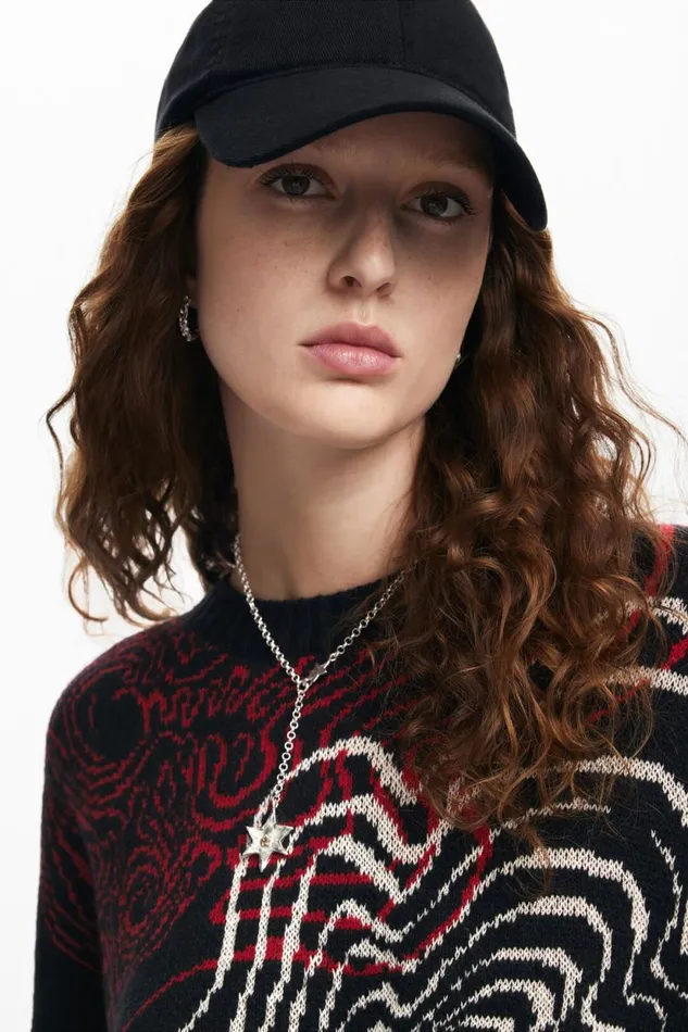 Sweaters Women Desigual Wave Knit Sweater M Christian Lacroix Black