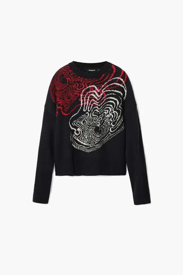 Sweaters Women Desigual Wave Knit Sweater M Christian Lacroix Black