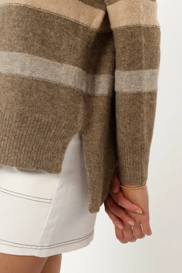 Sweaters Women Esther Stripe Knit Sweater Brown Petal and Pup