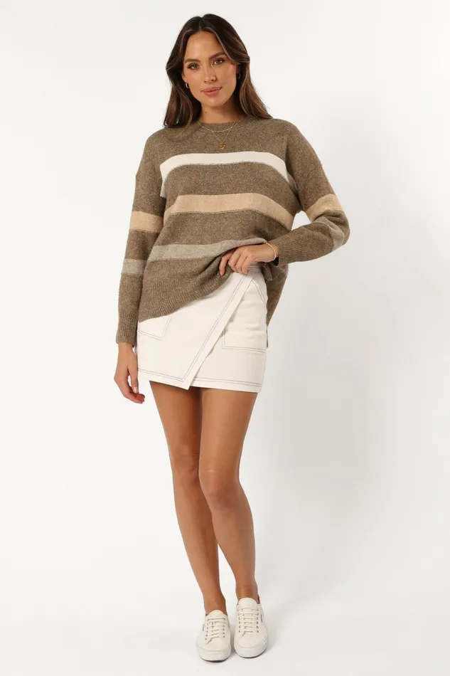 Sweaters Women Esther Stripe Knit Sweater Brown Petal and Pup