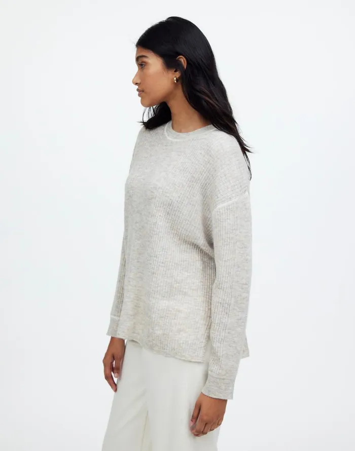 Sweaters Women Madewell Plus Ribbed AlpacaBlend Crewneck Sweater Hthr Stone