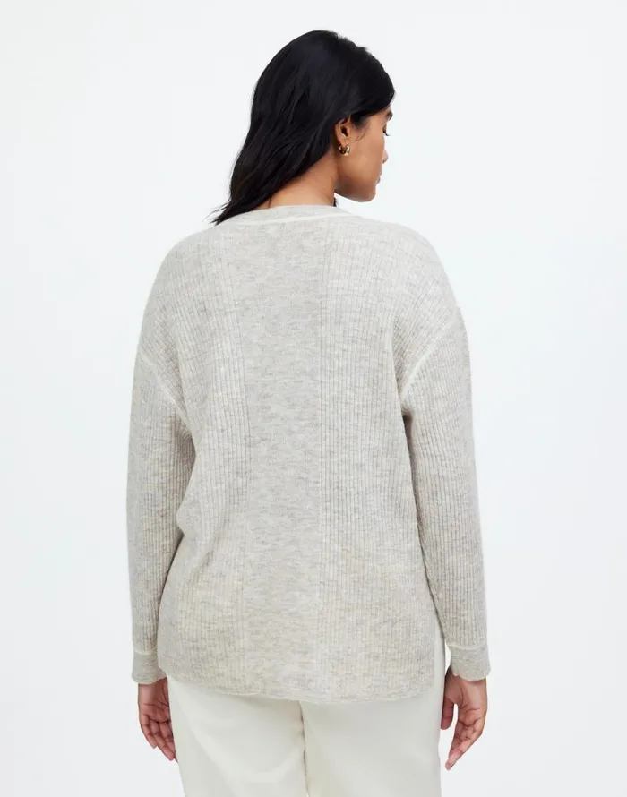 Sweaters Women Madewell Plus Ribbed AlpacaBlend Crewneck Sweater Hthr Stone