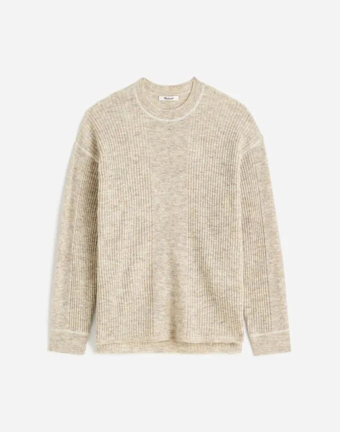 Sweaters Women Madewell Plus Ribbed AlpacaBlend Crewneck Sweater Hthr Stone