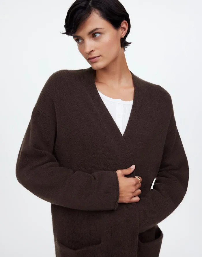 Sweaters Women Madewell WoolBlend Duster Cardigan Sweater Dark Carob
