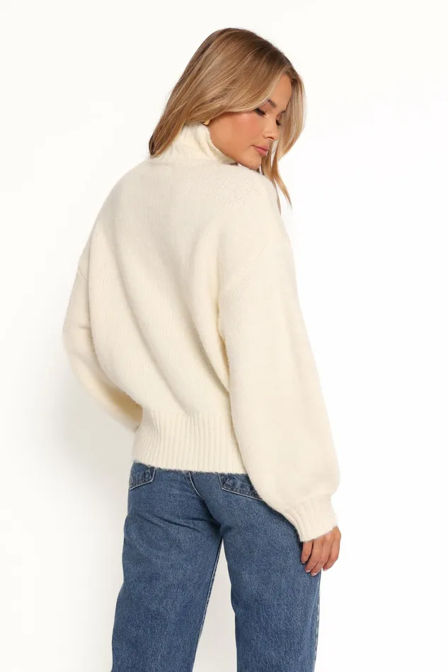 Sweaters Women Petal and Pup Kelso Flower Embroidery Knit Sweater Cream