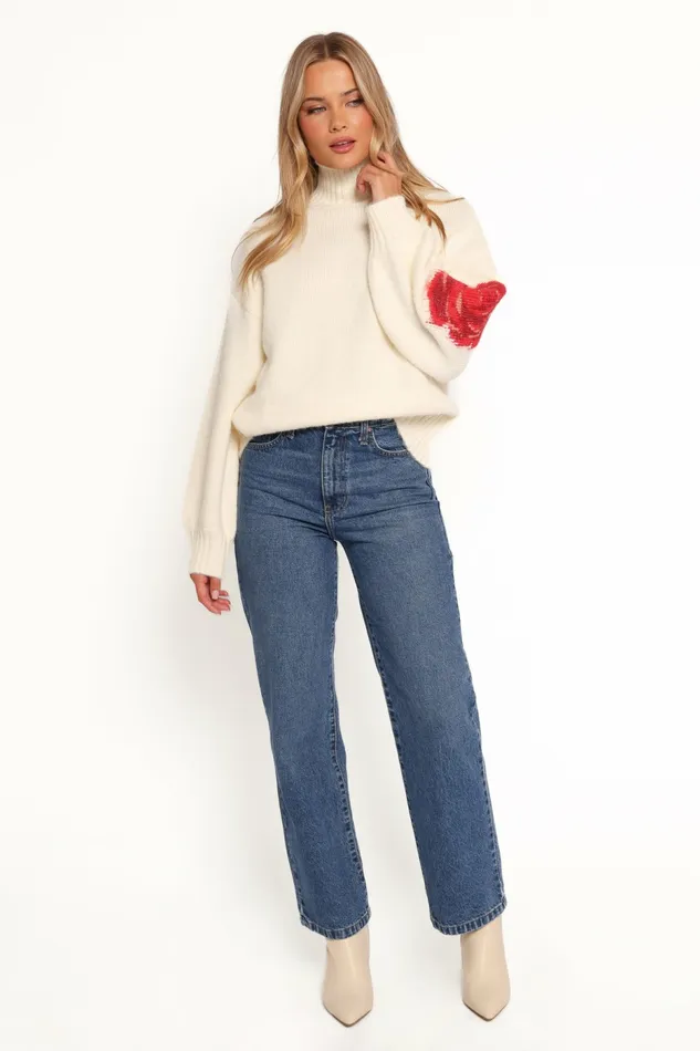 Sweaters Women Petal and Pup Kelso Flower Embroidery Knit Sweater Cream