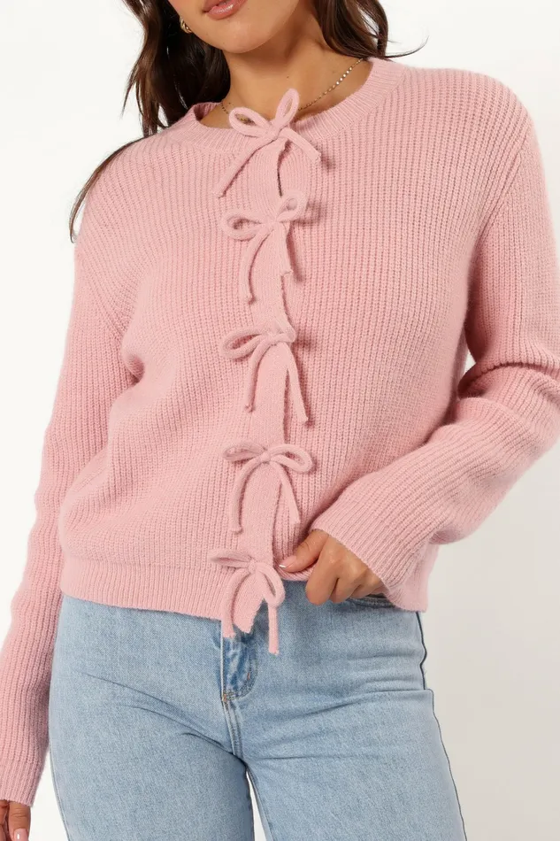 Sweaters Women Petal and Pup Wilde Bow Front Cardigan Blush