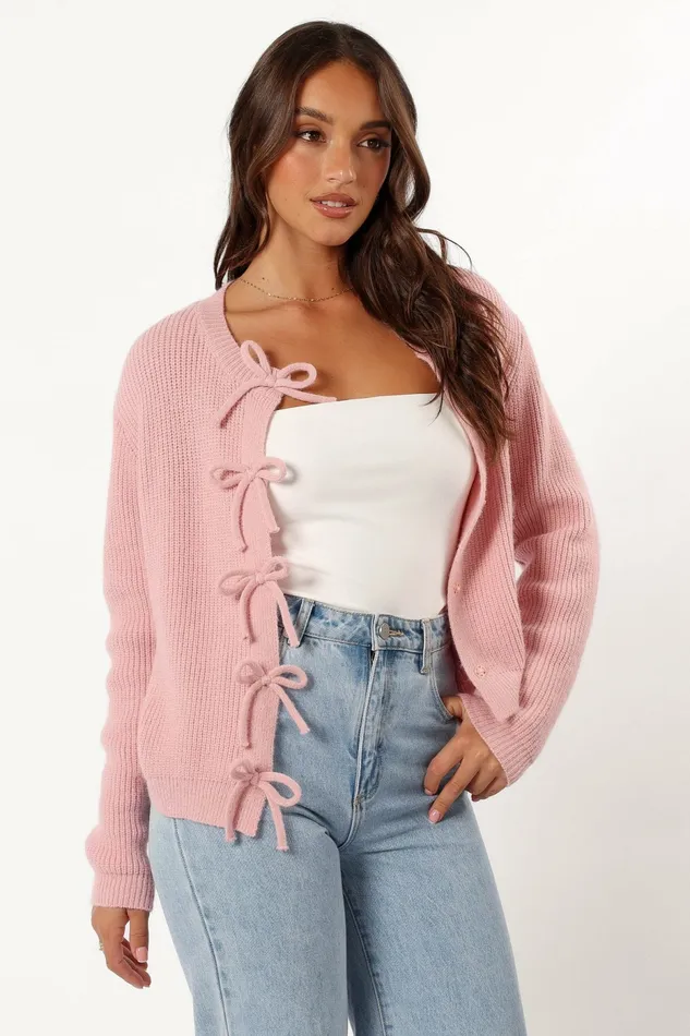 Sweaters Women Petal and Pup Wilde Bow Front Cardigan Blush
