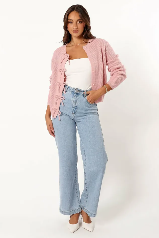 Sweaters Women Petal and Pup Wilde Bow Front Cardigan Blush