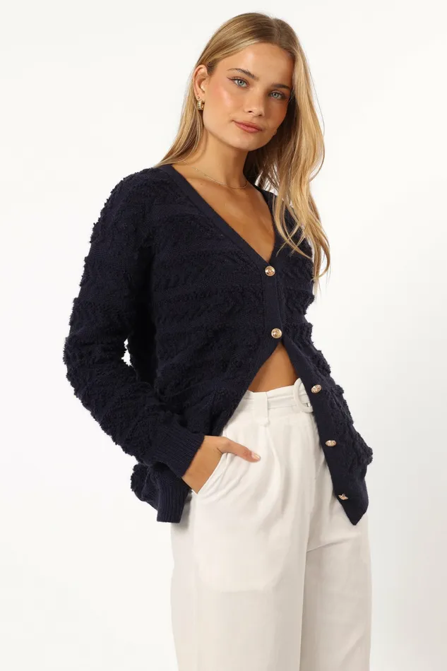 Sweaters Women Zalina Cardigan Navy Petal and Pup
