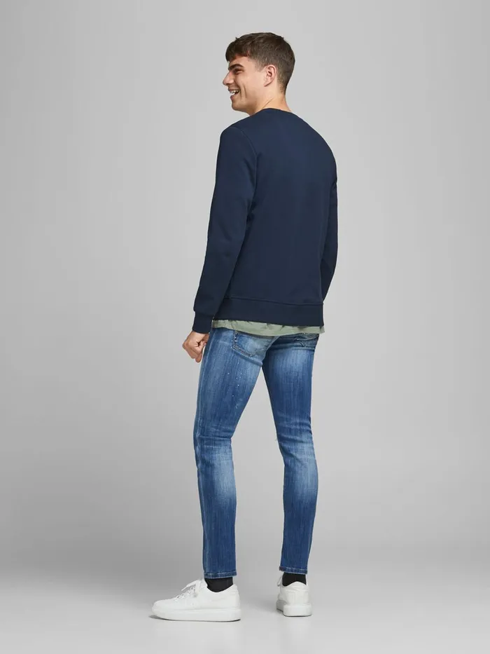 Sweatshirts JACK and JONES Mens BASIC CREW NECK SWEATSHIRT Blue Navy Blazer Online