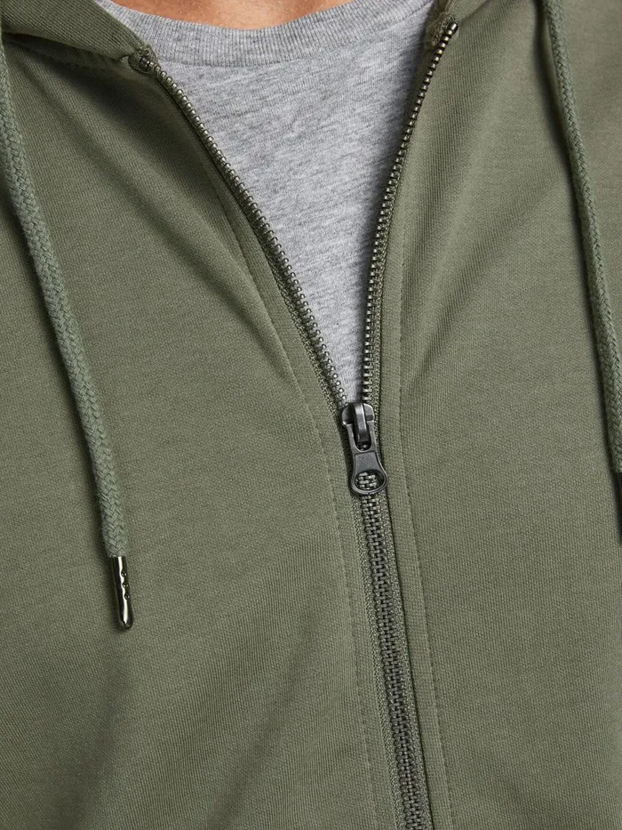 Sweatshirts JACK and JONES Mens BASIC ZIPPED HOODIE Green Dusty Olive Online
