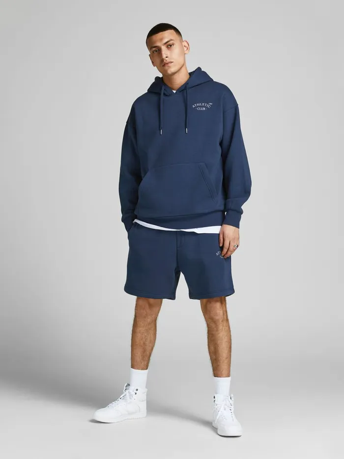 Sweatshirts JACK and JONES Mens CHEST PRINT HOODIE Blue Spellbound For Sale