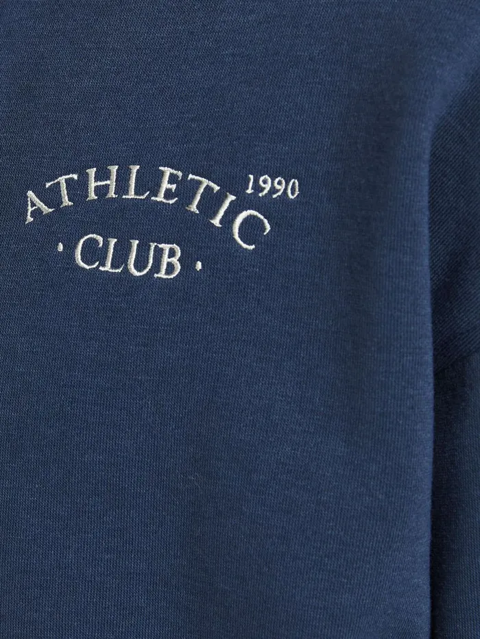 Sweatshirts JACK and JONES Mens CHEST PRINT HOODIE Blue Spellbound For Sale